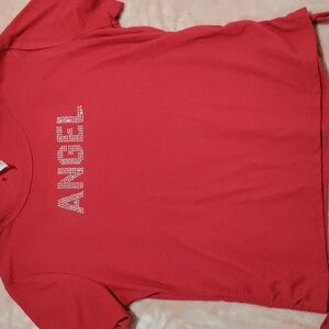 Angel Kids Sparkle Tee in Vibrant Red